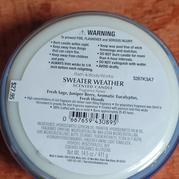 2 Pack Bath & Body Works Sweater Weather 3 Wick Candles Bundle - Picture 3 of 5